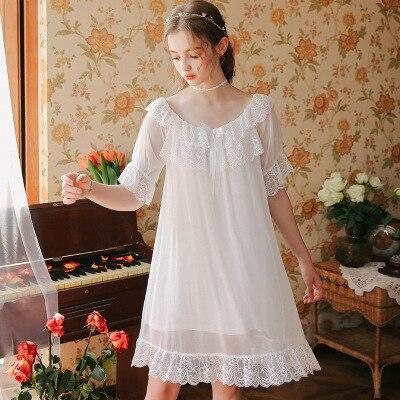 2019 Retro Sleepwear Lace Ruffed Cotton Lining Women Home Wear Night D basicutensils 2019 Retro Sleepwear Lace Ruffed Cotton Lining Women Home Wear Night D basicutensils