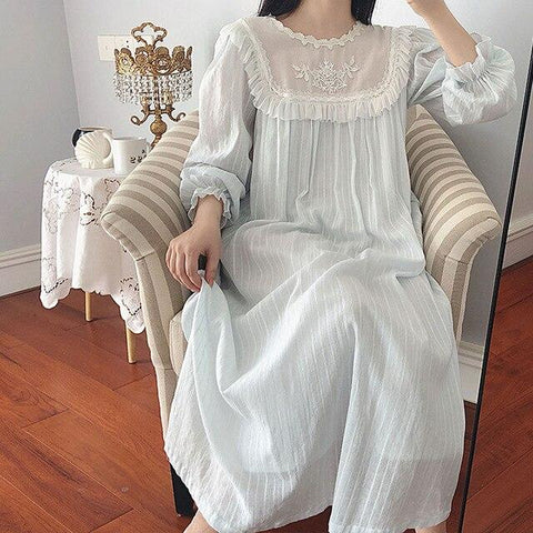 sexy nightwear dress of lace sleeping clothes ladies cotton medieval vintage sleepwear shirt plus size for women nightgown long