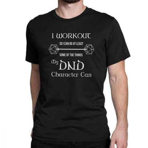 Dungeons And Dragons Gym Workout Dnd D20 Dice Weight Lifting T Shirt for Men Tops Tees 100% Cotton Crew Neck Funny T-Shirt Tops