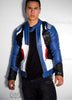 Mens Soldier 76 Leather Jacket Blue