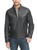 Leather Jacket w/ Chest Zipper Black