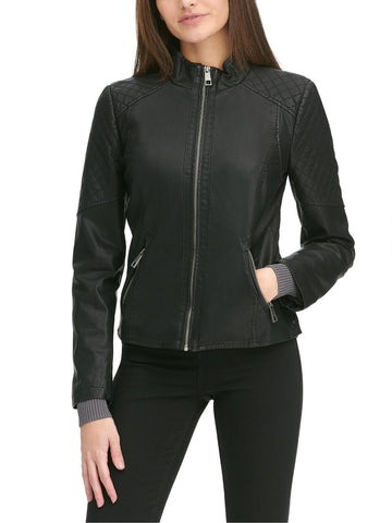 Women's Side Lace-Up Faux Leather Jacket