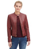 Women's Faux Leather Front Zip Jacket