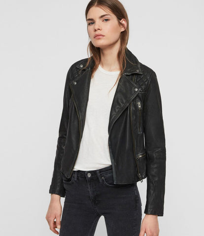 Women's CARGO LEATHER BIKER JACKET