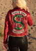 Womens Riverdale Inspired Southside Serpents Leather Motorcycle Jacket Red