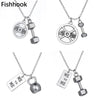 Fishhook Fitness Exercise necklace men Dumbbell Kettlebell Me &  Bodybuilding Gym Jewelry Necklace for n Best Friend Gift