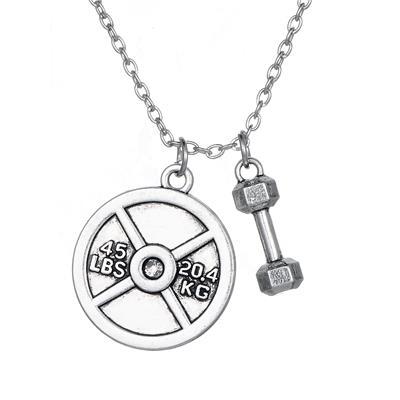 Fishhook Fitness Exercise necklace men Dumbbell Kettlebell Me &  Bodybuilding Gym Jewelry Necklace for n Best Friend Gift
