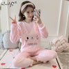 Autumn Winter Women Pyjamas Sets pajamas Sleepwear Suit Thick Warm Coral Flannel nightgown Female Cartoon Animal Pijama Mujer