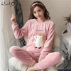 Autumn Winter Women Pyjamas Sets pajamas Sleepwear Suit Thick Warm Coral Flannel nightgown Female Cartoon Animal Pijama Mujer