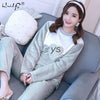 Autumn Winter Women Pyjamas Sets pajamas Sleepwear Suit Thick Warm Coral Flannel nightgown Female Cartoon Animal Pijama Mujer
