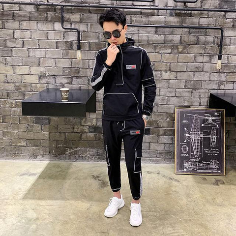 Tsingyi Reflective Multi-pocket Shirts+Ankle-length Cargo pants 2pcs Sets Tracksuit Men Women Couples Streetwear Reflect Sets