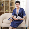 2019 summer men's silk satin bathrobe robe long solid silk pajamas men silk nightgown sleepwear kimono homme dress