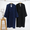 New Men's Cotton Yarn Sleeping Gown Thin Summer Cotton Kimono Bathrobe Mens Robes Long Bath Robe Loose Leisure Nightgown