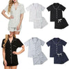 New Women Pajamas Sets Summer Short Sleeve Shirts+Pants Homewear Sleepwear