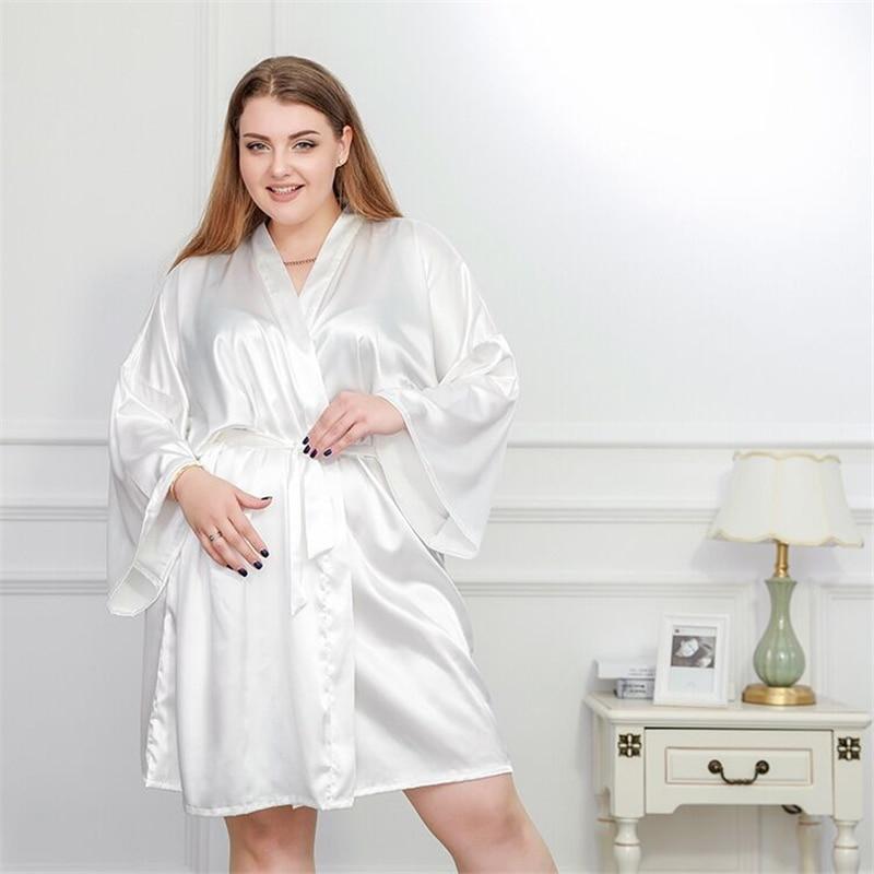 Kimono Robes Plus Size White Satin Robe Plus Size 4XL Silk Kimono Robe Bathrobe Women Satin Bridesmaid Kimono Robes Plus Size White Satin Robe Plus Size 4XL Silk Kimono Robe Bathrobe Women Satin Bridesmaid