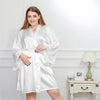 Plus Size 4XL Silk Kimono Robe Bathrobe Women Satin Bridesmaid Wedding Robes Sexy Dressing Gowns For 100KG Sleepwear White Black