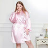 Plus Size 4XL Silk Kimono Robe Bathrobe Women Satin Bridesmaid Wedding Robes Sexy Dressing Gowns For 100KG Sleepwear White Black