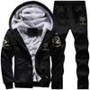 Youth Mens Fashion Casual Tracksuit New Brand Warm Two Piece Men Sets All Cotton Fleece Sets Male Thick Hooded Jacket + Pants