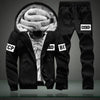 Youth Mens Fashion Casual Tracksuit New Brand Warm Two Piece Men Sets All Cotton Fleece Sets Male Thick Hooded Jacket + Pants