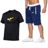 2019 New Fashion Summer Shorts + t shirts 2 piece suit funny tee cute homme casual short sleeves cotton tops Gyms Sport Suit