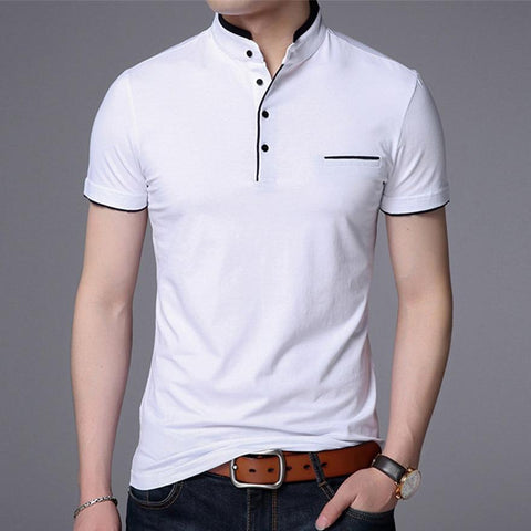 Men Polo Shirts Short Sleeve Solid Polo Shirt Mens Camisa Polos Fashion Stand Collar Masculina Casual Cotton Tops Plus SizeÂ M-4X