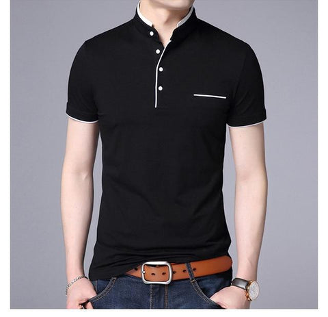 Men Polo Shirts Short Sleeve Solid Polo Shirt Mens Camisa Polos Fashion Stand Collar Masculina Casual Cotton Tops Plus SizeÂ M-4X