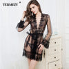 TERMEZY New Sexy Women Nightgowns & Sleepshirts Solid Lace Transparnet Hollow Out Dress Lace Lingerie Sex Erotic Underwear