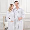 Summer Waffle Bathrobe Men Cotton Kimono Robe Hotel for Men Family Men's Sleepwear Hooded Nightgown V-Neck Plus Size XL White