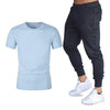 Summer fashion New Men's T-shirt Casual Suits gym Men's Clothing Man Sets Tops+Pants Male sweatshirt Men Brand T Shirt Set