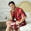 Black Chinese Men Silk Rayon Robe Summer Casual Wedding Best Man Sleepwear V-Neck Kimono Yukata Bath Gown Plus Size XXXL