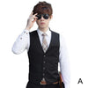 Men Solid Color Waistcoat Slim Fit Single-breasted Business Casual Vest for Spring FDC99