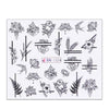 1pcs Black White Flowers Stickers For Nails Green Leaves Water Decal Slider Nail Art Wraps Manicure Decor Tattoo LABN1213-1224-1