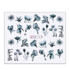 1pcs Black White Flowers Stickers For Nails Green Leaves Water Decal Slider Nail Art Wraps Manicure Decor Tattoo LABN1213-1224-1