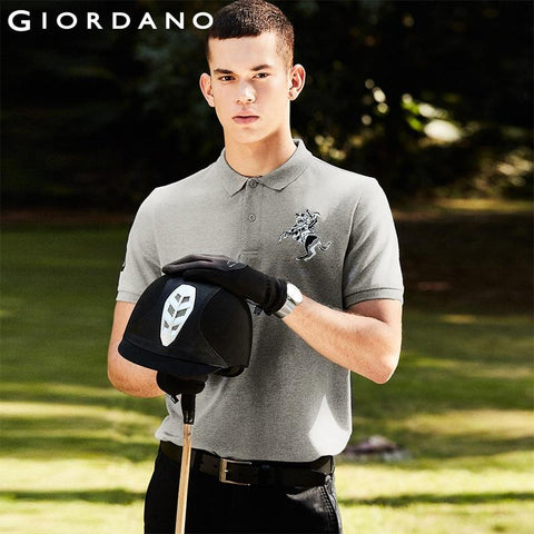 Giordano Men Polo Men Shirt Short Sleeve Stretchy Pique Fabric Embroidered Patterns Polo Shirt Men Slim Fit Brand Camisa Polo