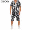 OLOEY men romper black camo mens sport suits cotton zip mens sweat suits one-piece tracksuit set male joggers sporting jumpsuits
