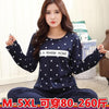 M-5XL Women Pajama Set Cotton Striped Cartoon Monkey Animal Sleepwear Pajamas Long-sleeve Plus Size Pyjamas Casual Sleepwear