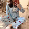 M-5XL Women Pajama Set Cotton Striped Cartoon Monkey Animal Sleepwear Pajamas Long-sleeve Plus Size Pyjamas Casual Sleepwear