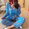 M-5XL Women Pajama Set Cotton Striped Cartoon Monkey Animal Sleepwear Pajamas Long-sleeve Plus Size Pyjamas Casual Sleepwear