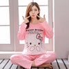 M-5XL Women Pajama Set Cotton Striped Cartoon Monkey Animal Sleepwear Pajamas Long-sleeve Plus Size Pyjamas Casual Sleepwear