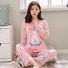 M-5XL Women Pajama Set Cotton Striped Cartoon Monkey Animal Sleepwear Pajamas Long-sleeve Plus Size Pyjamas Casual Sleepwear