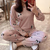 M-5XL Women Pajama Set Cotton Striped Cartoon Monkey Animal Sleepwear Pajamas Long-sleeve Plus Size Pyjamas Casual Sleepwear
