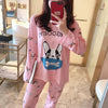 M-5XL Women Pajama Set Cotton Striped Cartoon Monkey Animal Sleepwear Pajamas Long-sleeve Plus Size Pyjamas Casual Sleepwear