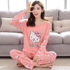 M-5XL Women Pajama Set Cotton Striped Cartoon Monkey Animal Sleepwear Pajamas Long-sleeve Plus Size Pyjamas Casual Sleepwear