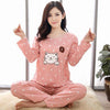 M-5XL Women Pajama Set Cotton Striped Cartoon Monkey Animal Sleepwear Pajamas Long-sleeve Plus Size Pyjamas Casual Sleepwear