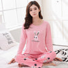 M-5XL Women Pajama Set Cotton Striped Cartoon Monkey Animal Sleepwear Pajamas Long-sleeve Plus Size Pyjamas Casual Sleepwear