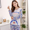 M-5XL Women Pajama Set Cotton Striped Cartoon Monkey Animal Sleepwear Pajamas Long-sleeve Plus Size Pyjamas Casual Sleepwear