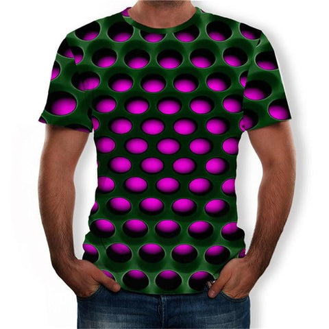 Large Size Men T-Shirt 2019 Summer Geometric Circle 3D Printed Top Tees Fashion O--Neck Short Sleeve Casual Loose Men Shirts