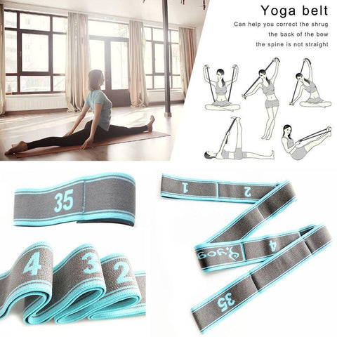 Gym Fitness Equipment Yoga Belt High Elastic Dance Stretch Auxiliary Nylon Belt 9-segment Workout Crossfit Yoga Resistance Band