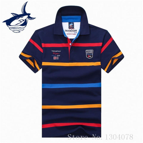 2019 New polo shirt men brand clothing Tace & Shark polo shirts cotton breathable striped shark men polo shirt camisa masculino