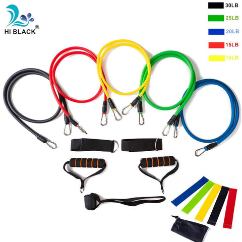 2019 17Pcs Latex Resistance Bands Set Yoga Exercise Fitness Band Rubber Loop Tube Bands Gym Door Anchor Ankle Straps with Bag